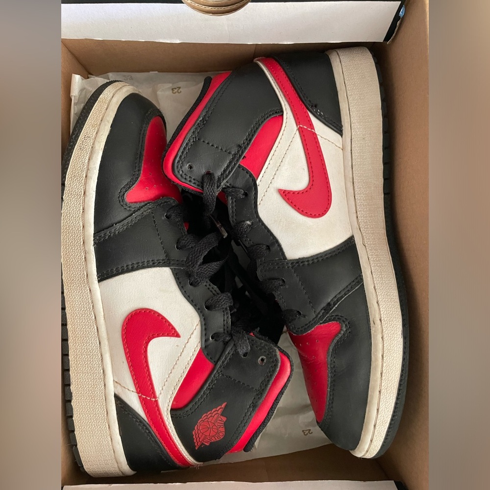 Jordan Kids Black, Red, and White Sneakers